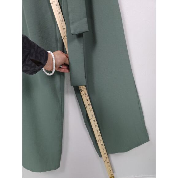ZARA Sage Green Cowl Neck Wide Leg Jumpsuit with Belt – Size M - Picture 9 of 13